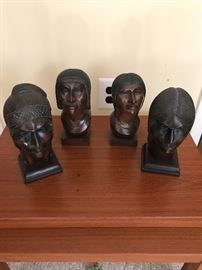 Wood carved Bolivian Indian busts