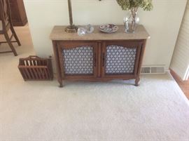 Vintage low base cabinet marble top