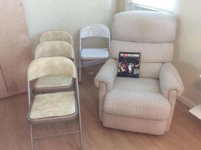 Recliner.   And  card table chairs