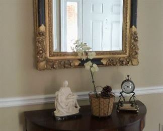 demi-lune table & lovely framed mirror