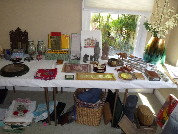 eclectic assortment, includes Crane stationary, boxed Christmas cards, high end linens, African art & more