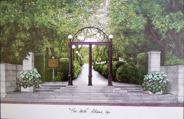 Limited 1st Edition Litho - UGA Athens "The Arch" - signed & numbered