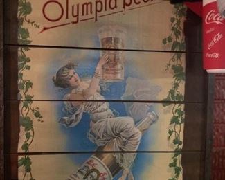 Olympia Beer Plaque Woman Riding Bottle!