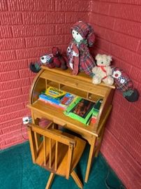 Antique Child's Roll Top Desk w/Swivel Chair!