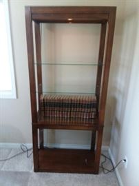 2 Lighted Wood Cabinets W/Glass Shelves!