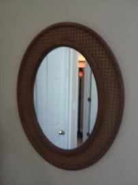 Vintage Wicker Oval Mirror!