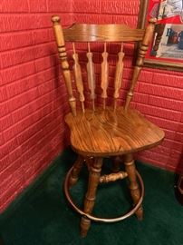 Solid Wood Vintage Swivel Bar Chair!