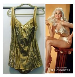 Vintage Cole of California gold lame bathing suit