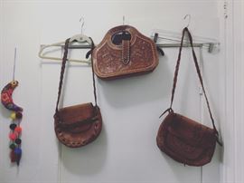 Vintage mexican leather tooled bags