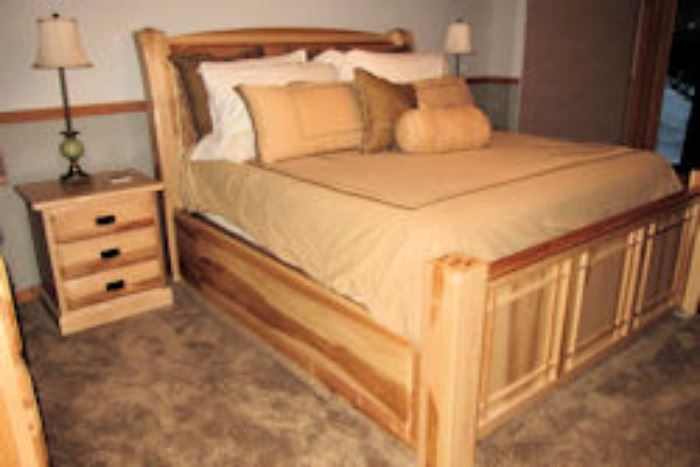 beige queen bed