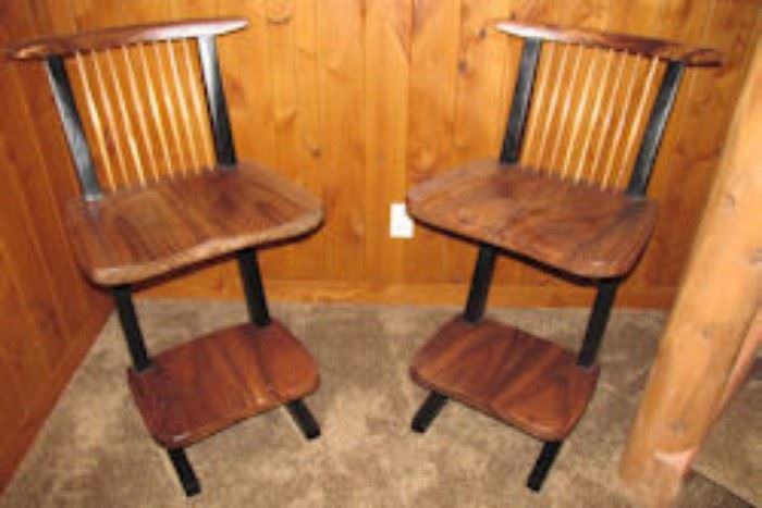 two cantalevered bar stools