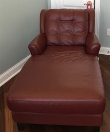 Italian leather chaise, burgundy color