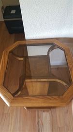 Wood glass end table