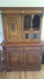 Very old hand carved wooden hutch bought at auction from Florida estate