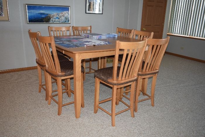 Counter Height Dining Table, 8 Chairs