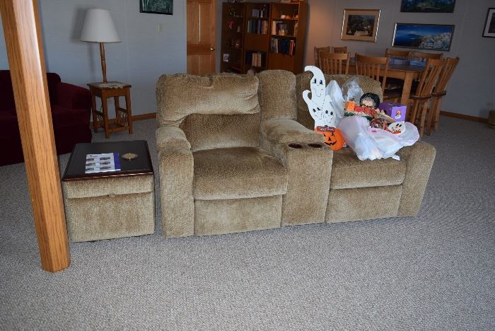 Dual Reclining Console Love Seat, Ottoman