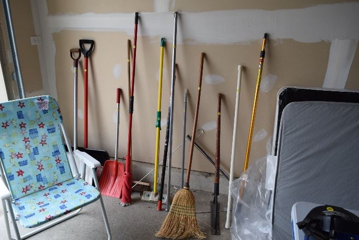 Shovels, Brooms, Lawn Chair