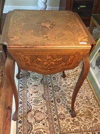French Inlaid Drop Leaf Table
