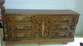 Triple dresser, mirror and nightstand
