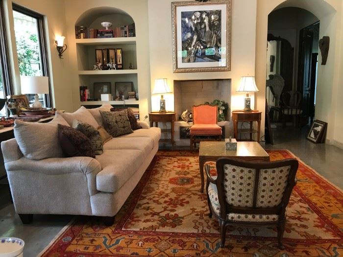 Living Room Furniture, with 2 Huge Vintage Oriental Rugs, Side Tables, Sofa, Coffee Table.....much more!