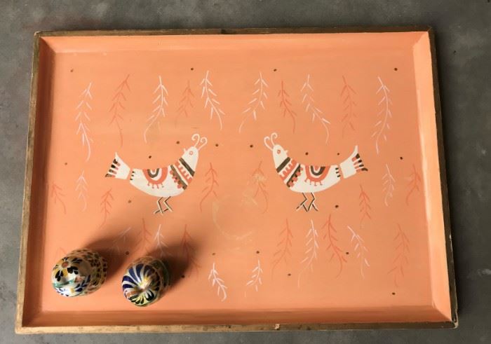 Vintage Carved and Painted Mexican Tray