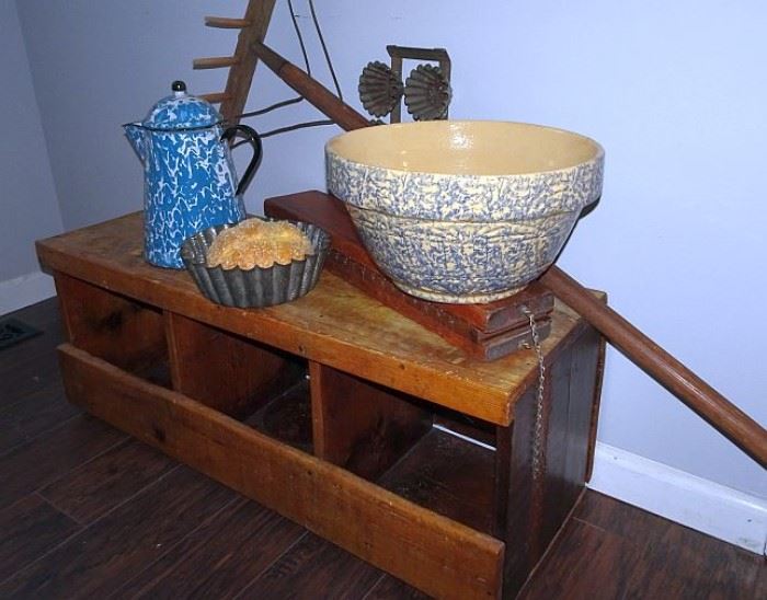 Wooden & Tin Ware, Stoneware, Country Primitives
