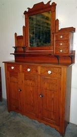 Oak Mirrored Back Sideboard/ Back Bar