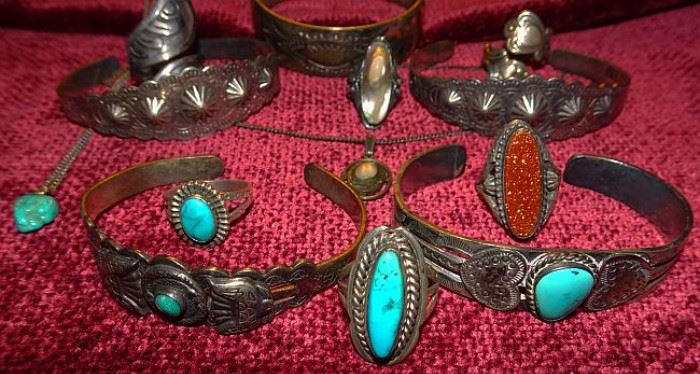 Sterling, Turquoise & Indian Jewelry