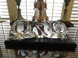 Baccarat Crystal Jaguar. This sleek piece is over 10" long and features the King of New World cats in a reclining position with head turned slightly and resting on a paw.