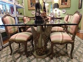 View of the Swan Lake table bases - don't worry, they're very manageable fiberglass, not concrete! Thanks Estate Sale gods!