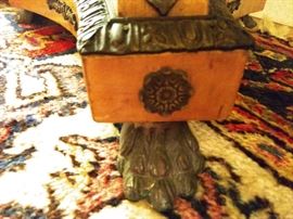 LOVE the hairy paw feet on this bird's eye maple table.