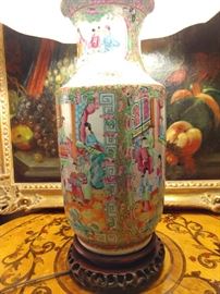 Asian Rose Medallion porcelain table lamp.