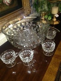 Fostoria punch bowl and cups