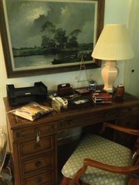 Smaller desk; Holland scene framed art