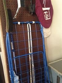 Blue folded shopping cart