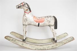 Original Paint Wooden Childs Horse with Initials KF