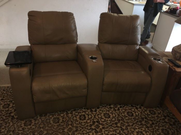 double recliner leather 