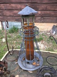 metal light house bird feeder 