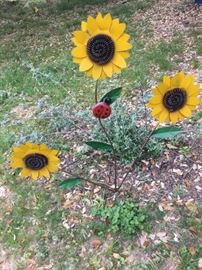 metal yard sunflowers plants 