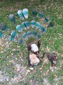 metal peacock yard art