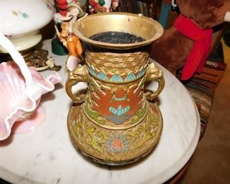 Oriental Brass and Enameled Vase