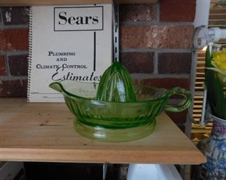 Green Depression Glass Reamer