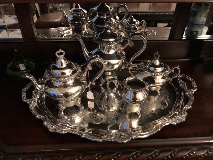 Gorgeous Gorham silver plated coffee and tea service set with tray