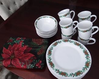 Christmas dinnerware set, service for 8, just $10 Sunday Clearance. 
Many Christmas pieces to choose from,  both serve-ware,  dinnerware and decorations.  