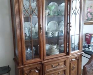 Broyhill solid wood fine furniture China Cabinet,  breaks down to two pieces. 
Sunday marked under $100.