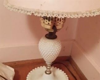 Hob nail milk glass vanity lamp