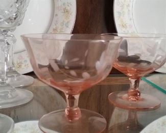 Rose glass pieces 