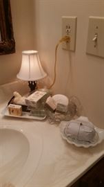 Small lamp, new soaps, soap dishes