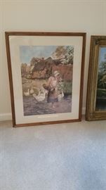 Framed print of "A Morning Greeting" 1885 painting, large size