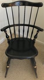 Black with gold trim Ethan Allen rocker chair 